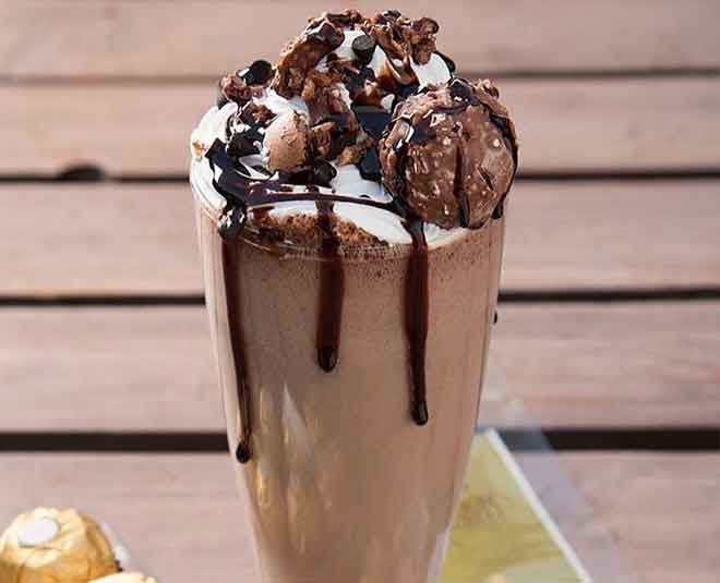 Ferrero milkshake with ferrero on top